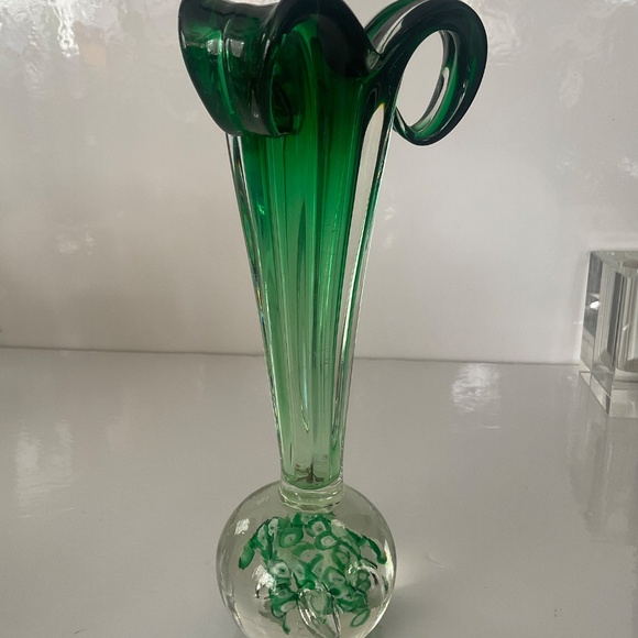 VINTAGE MCM JAPANESE ART GLASS TULIP VASE MILLEFIORI PAPERWEIGHT VASE - Picture 2 of 5